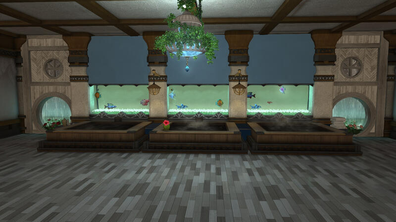 Basement Bath with Hand-selected Fish in the Aquariums