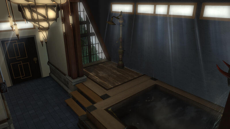 Steamy bath with an indoor garden