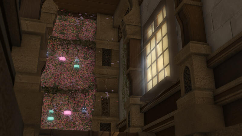 Soft floral lighting in the hall